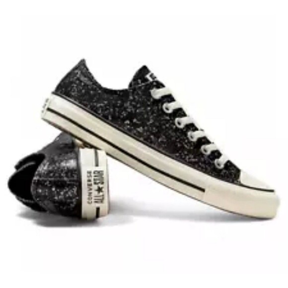 Converse Chuck Taylor All Star OX Low Top Black Glitter Sparkle Women's Size 6 - Picture 7 of 9